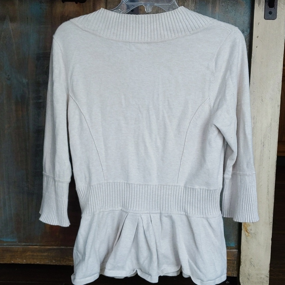 Bask Beige Fit & Flare Button Down Cardigan Sweater - Medium - Picture 5 of 6